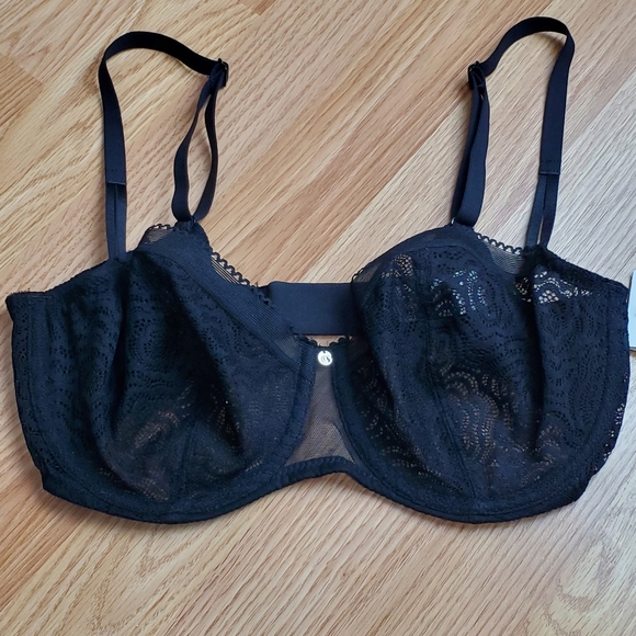 NWT Chantelle c Jolie floral lace demi underwire bra black romantic adjustable - Picture 3 of 12